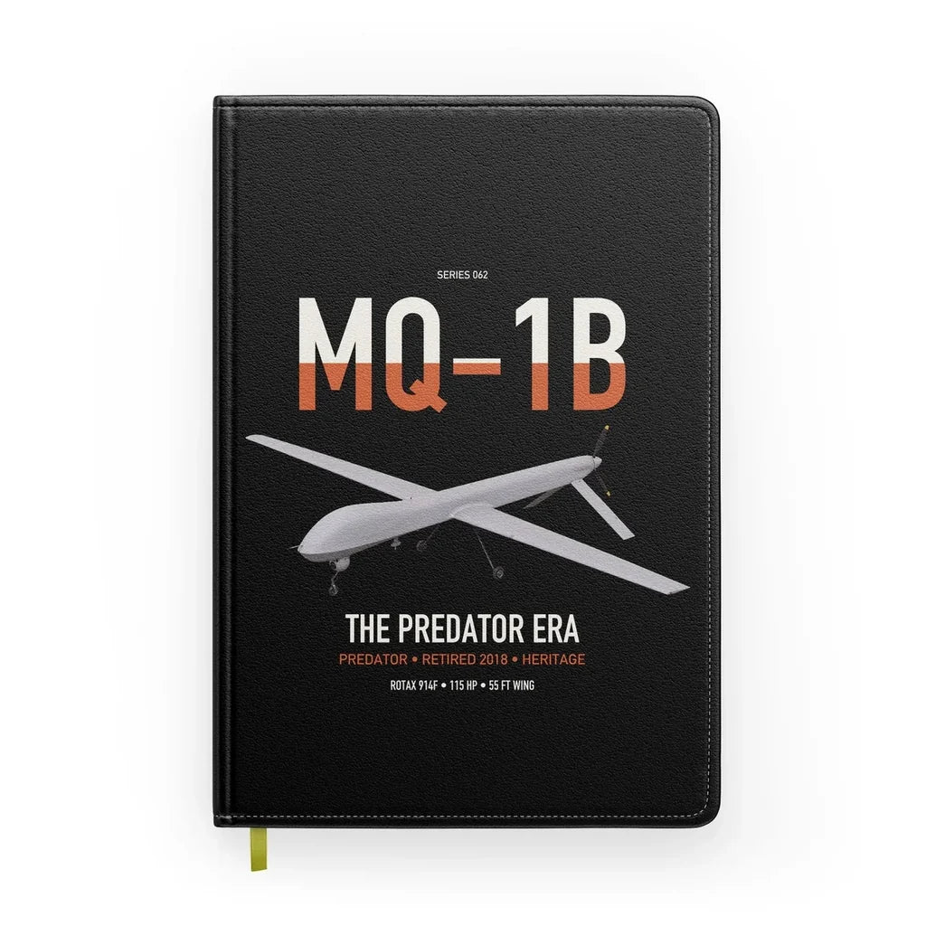 MQ-1B Predator design on black notebook