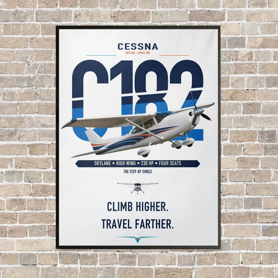 Cessna 182 Skylane vertical canvas print - framed - white background