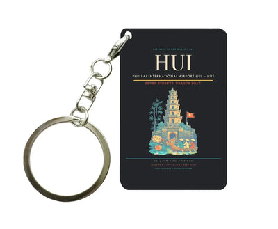 Phu Bai International Airport HUI — Hue Key Chain design on black key chain