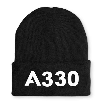 Airbus A330 Flat Text Embroidered aviation embroidery on soft knit fabric beanie.
