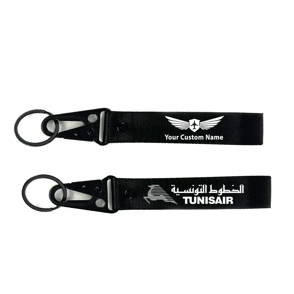 Tunisair aviation hawk-shaped key chain, durable metal alloy.