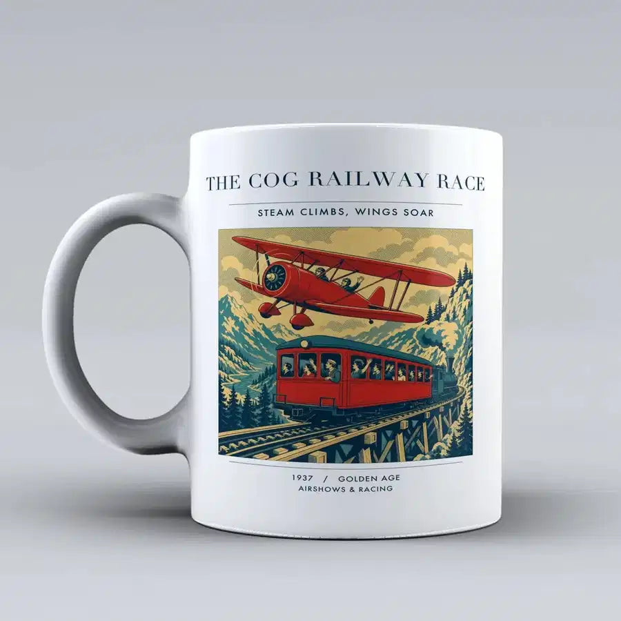 VINTAGE G4347 - The Cog Railway Race - Ceramic Mug design on white