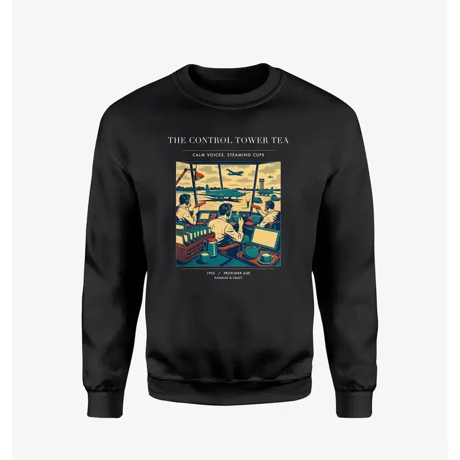 VINTAGE G4375 - The Control Tower Tea - Designed Sweatshirts design on black