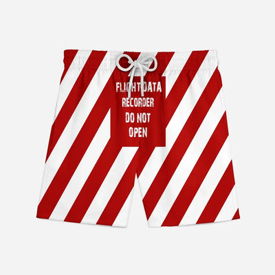 Flight Data Recorder - Do Not Open aviation design on quick-dry polyester swim trunks.