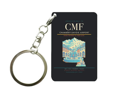 Chambéry-Savoie Airport (CMF) design on black key chain