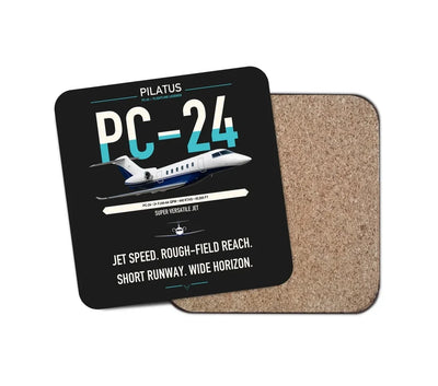 Pilatus PC-24 design on black 1 piece coaster