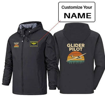 Retro Glider Rain Jackets & Windbreakers aviation design printed on waterproof shell with sealed seams rain jacket.