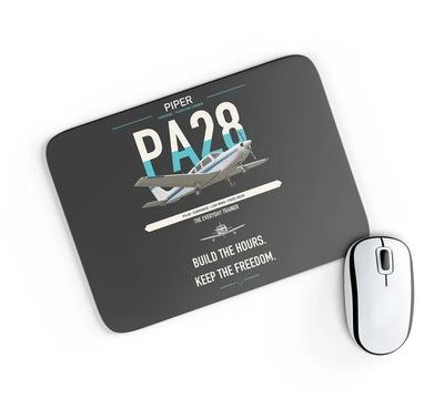 Piper PA-28 Cherokee design on black rectangle mouse pad