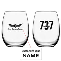 Thumbnail for Boeing 737 Water & Drink aviation design on water glass, crystal-clear premium glassware.