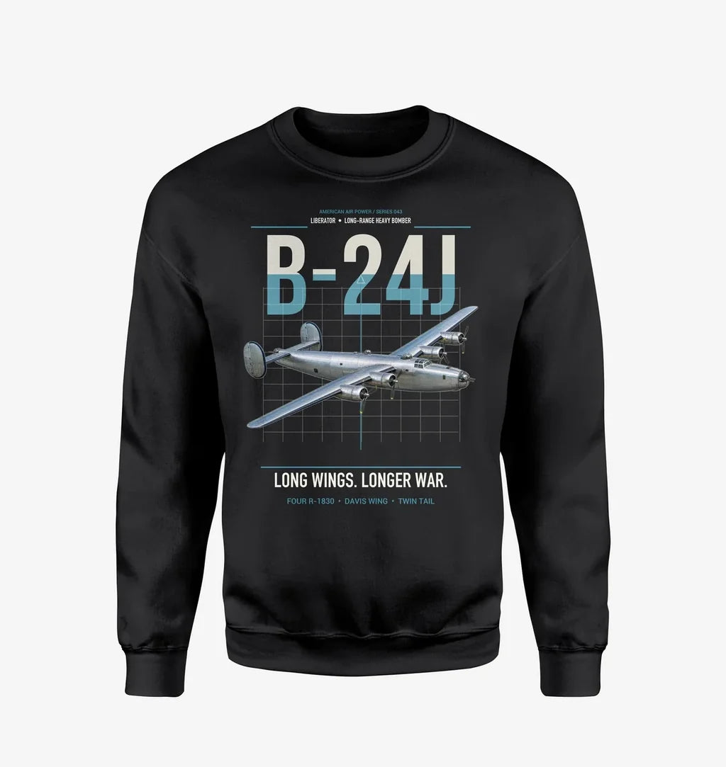 B-24J Liberator design on black sweatshirt