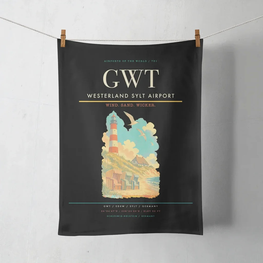 Westerland Sylt Airport (GWT) design on black towel