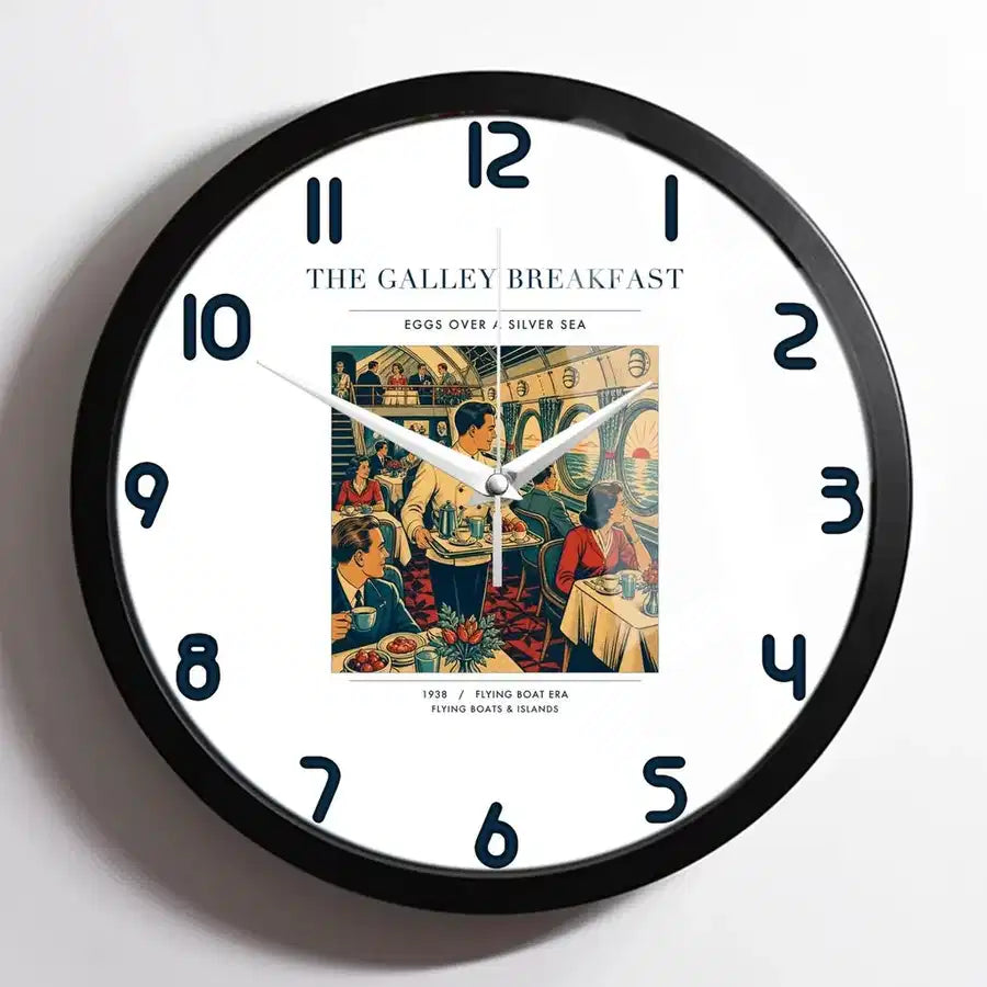 VINTAGE G4184 - The Galley Breakfast - Designed Wall Clocks design on white framed