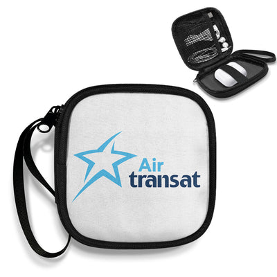 Air Transat Airlines Portable aviation portable headphone bag in padded polyester.