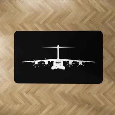 Airbus A400M Silhouette aviation design on durable carpet pile with non-slip backing rectangle carpet floor mat.