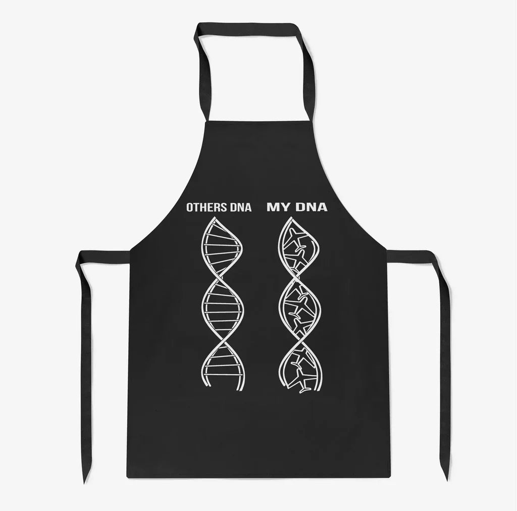 Aviation DNA aviation design on durable cotton blend kitchen apron.