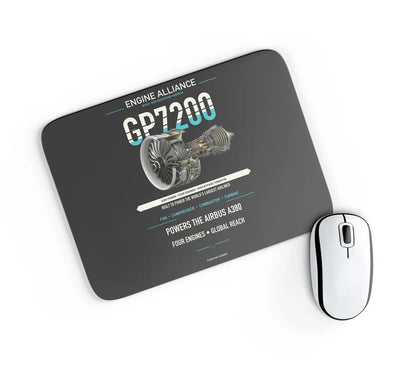GP7200 design on black rectangle mouse pad