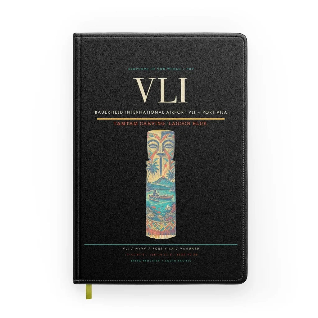 Bauerfield International Airport (VLI) design on black notebook