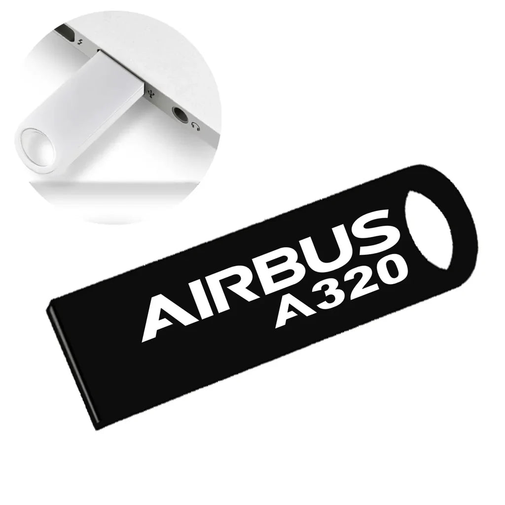 Airbus A320 & Text aviation design on durable waterproof casing waterproof USB device.