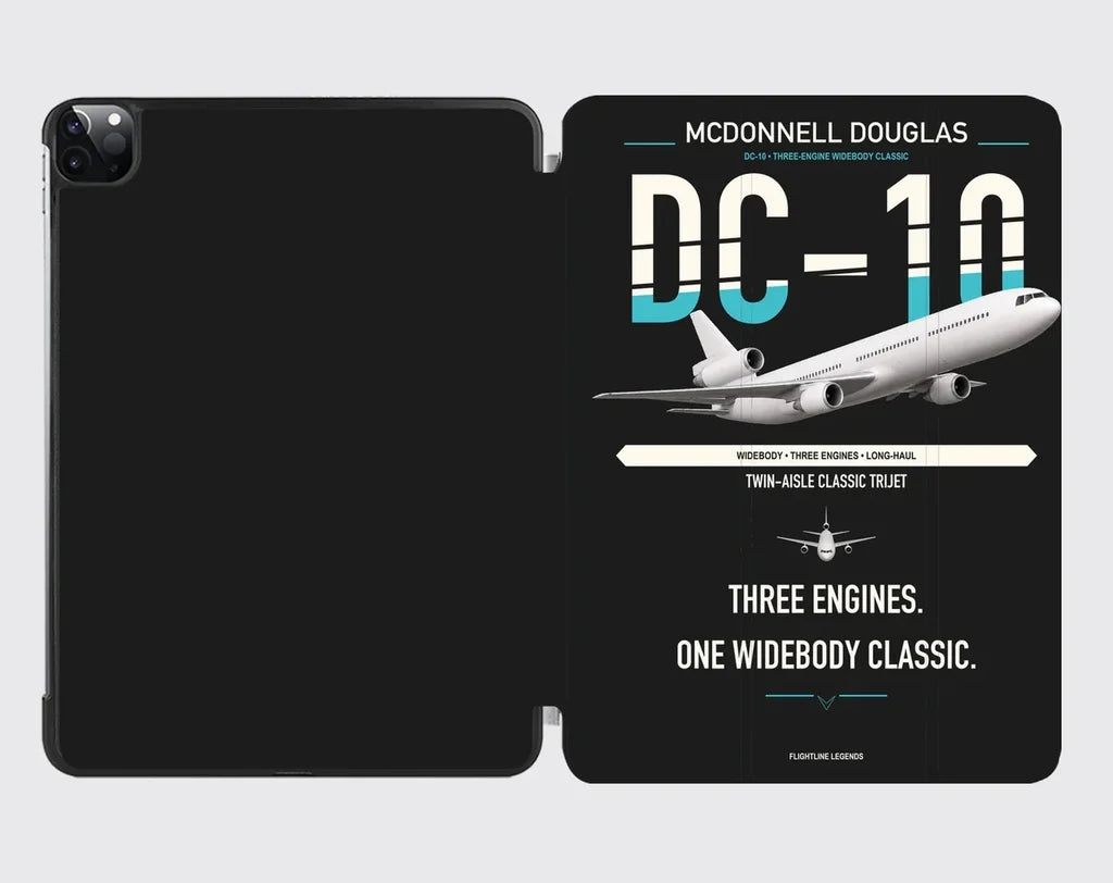 McDonnell Douglas DC-10 design on black ipad tablet case