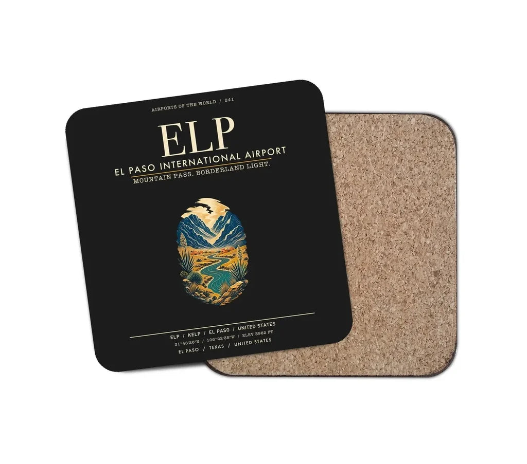El Paso International Airport (ELP) design on black 1 piece coaster