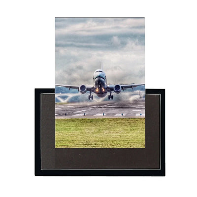 Departing Boeing 737 aviation themed magnet, strong neodymium core.