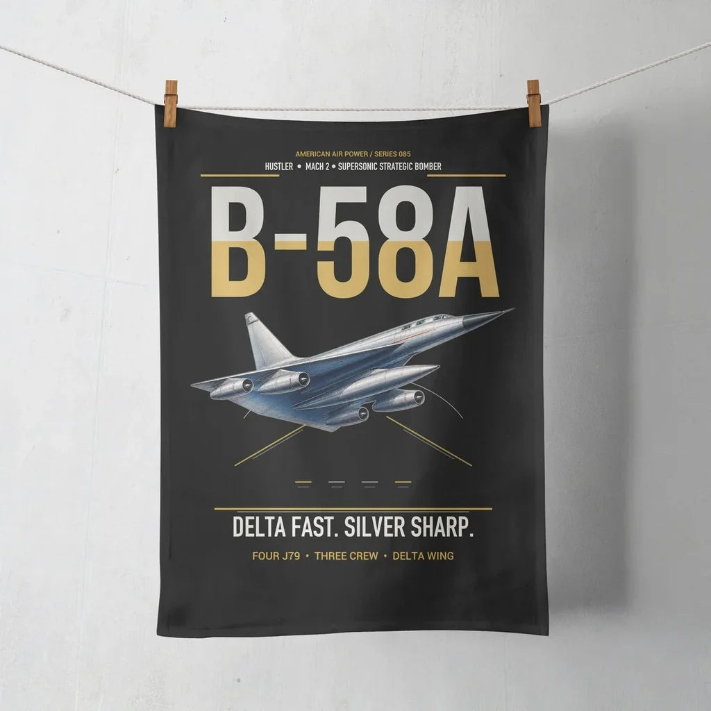 B-58A Hustler design on black towel