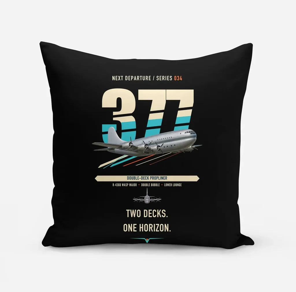 Boeing 377 Stratocruiser design on black pillow