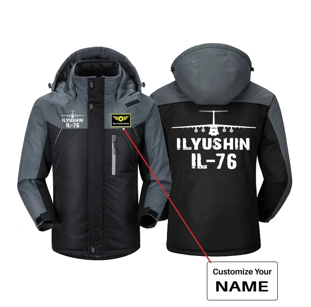 ILyushin IL-76 & Plane aviation design printed on heavyweight insulated shell thick winter jacket.