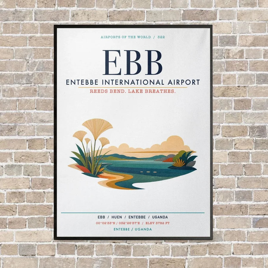 Entebbe International Airport EBB vertical canvas print - framed - white background