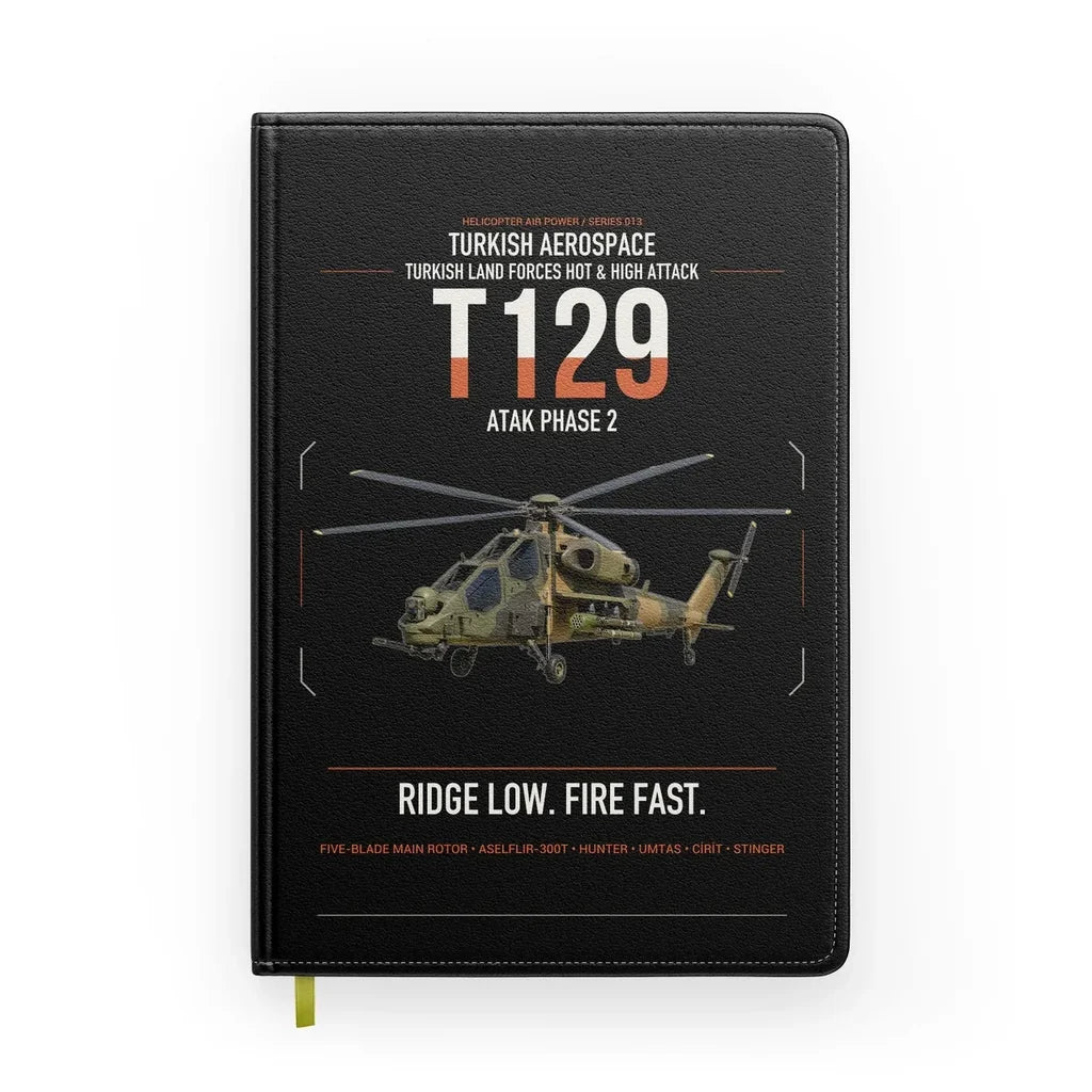 Turkish Aerospace T129 ATAK Phase 2 design on black notebook