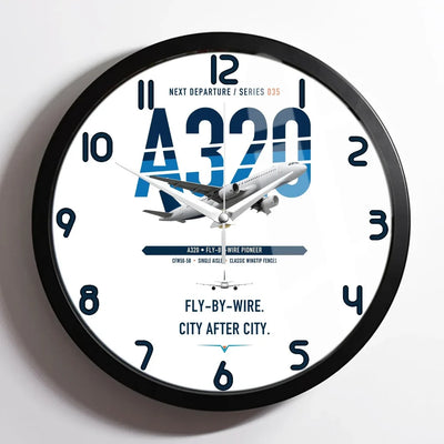 Airbus A320 design on white framed wall clock
