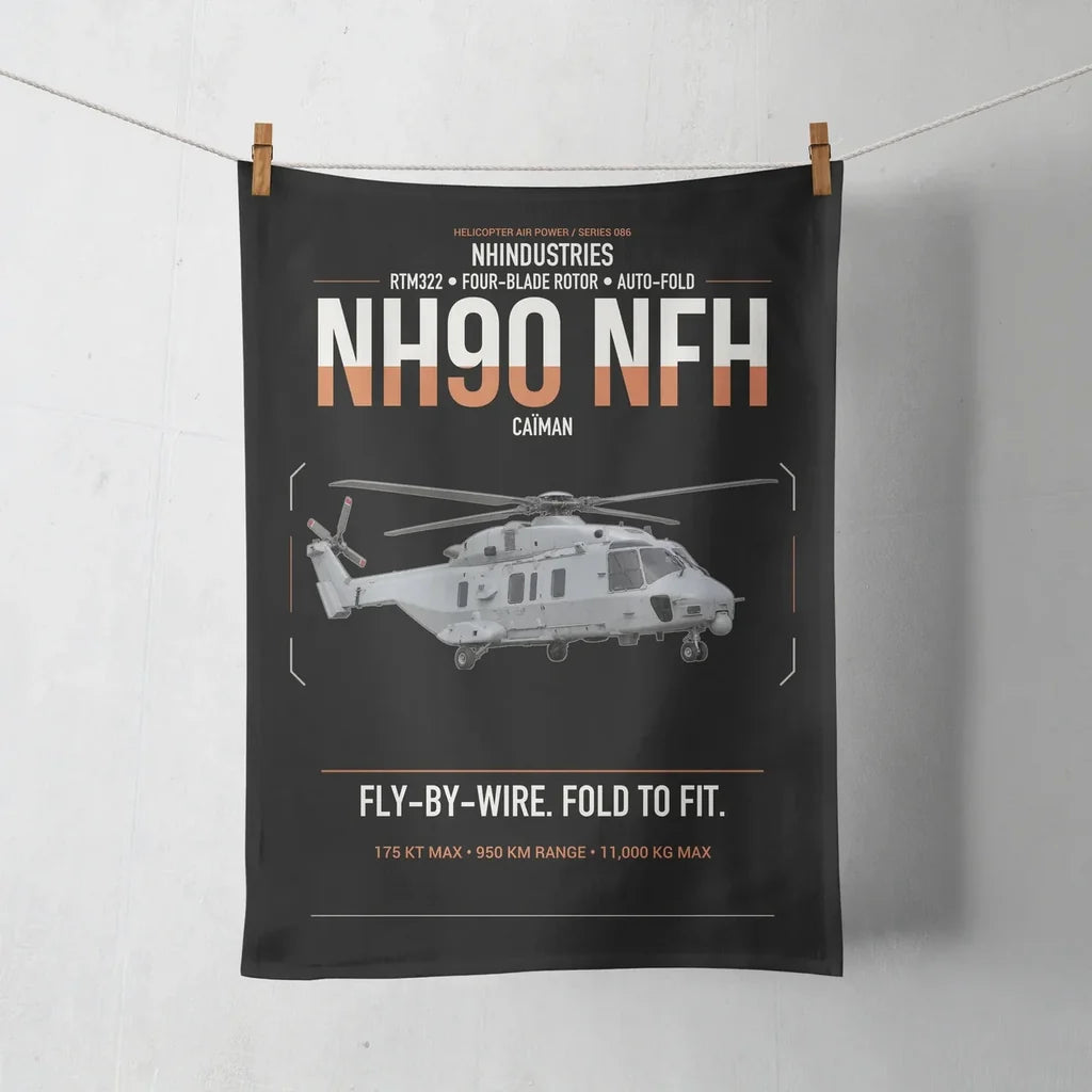 NHIndustries NH90 NFH Caïman design on black towel