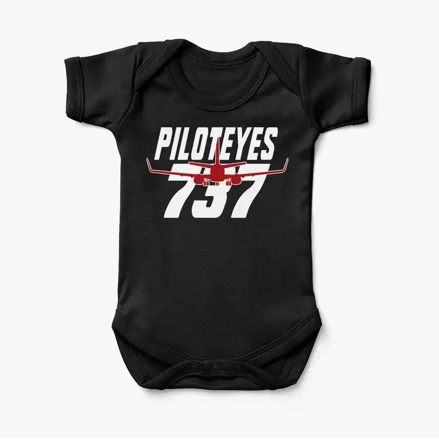 Amazing Piloteyes737 aviation print on kids gentle cotton bodysuit.