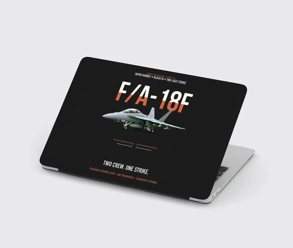 F-A-18F Super Hornet Block III Two Crew One Strike design on black MacBook case