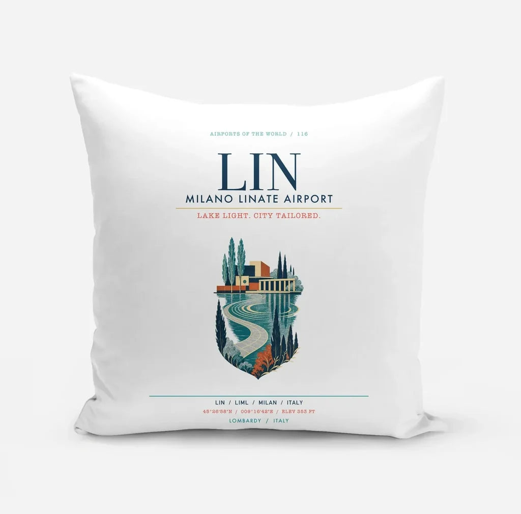 Milano Linate Airport (LIN) design on white pillow