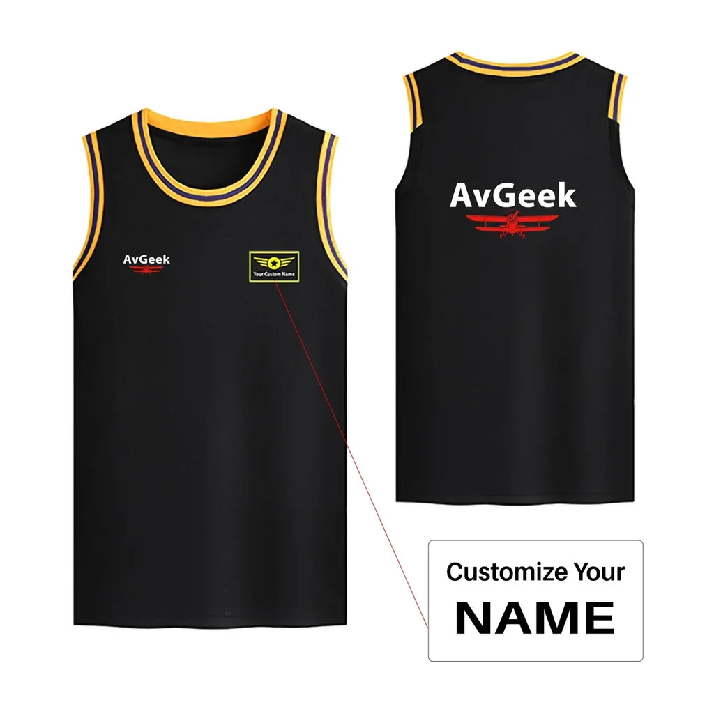 Avgeek Basketball Style Sports aviation design printed on quick-dry breathable fabric men's sport tank top.