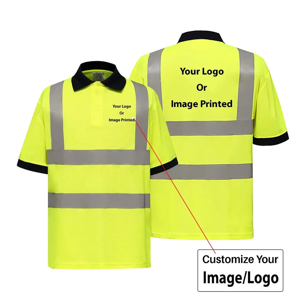 Double Side Your Custom Logos aviation design printed on soft cotton reflective polo shirt.
