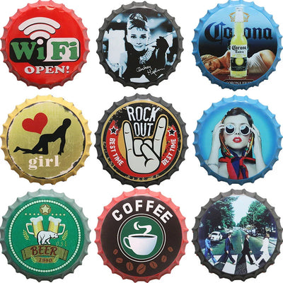 Retro Wrought Iron Beer Cap Iron Painting Wall Decoration aviation design on premium decorative material hanging wall decorat.