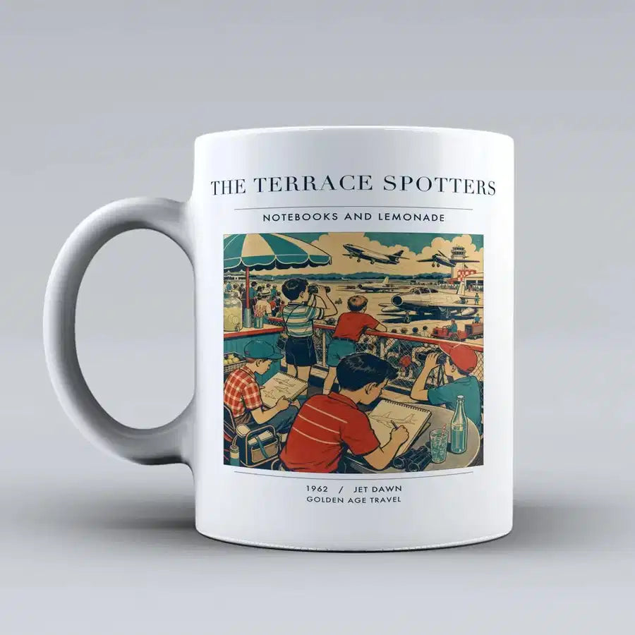 VINTAGE G4114 - The Terrace Spotters - Ceramic Mug design on white