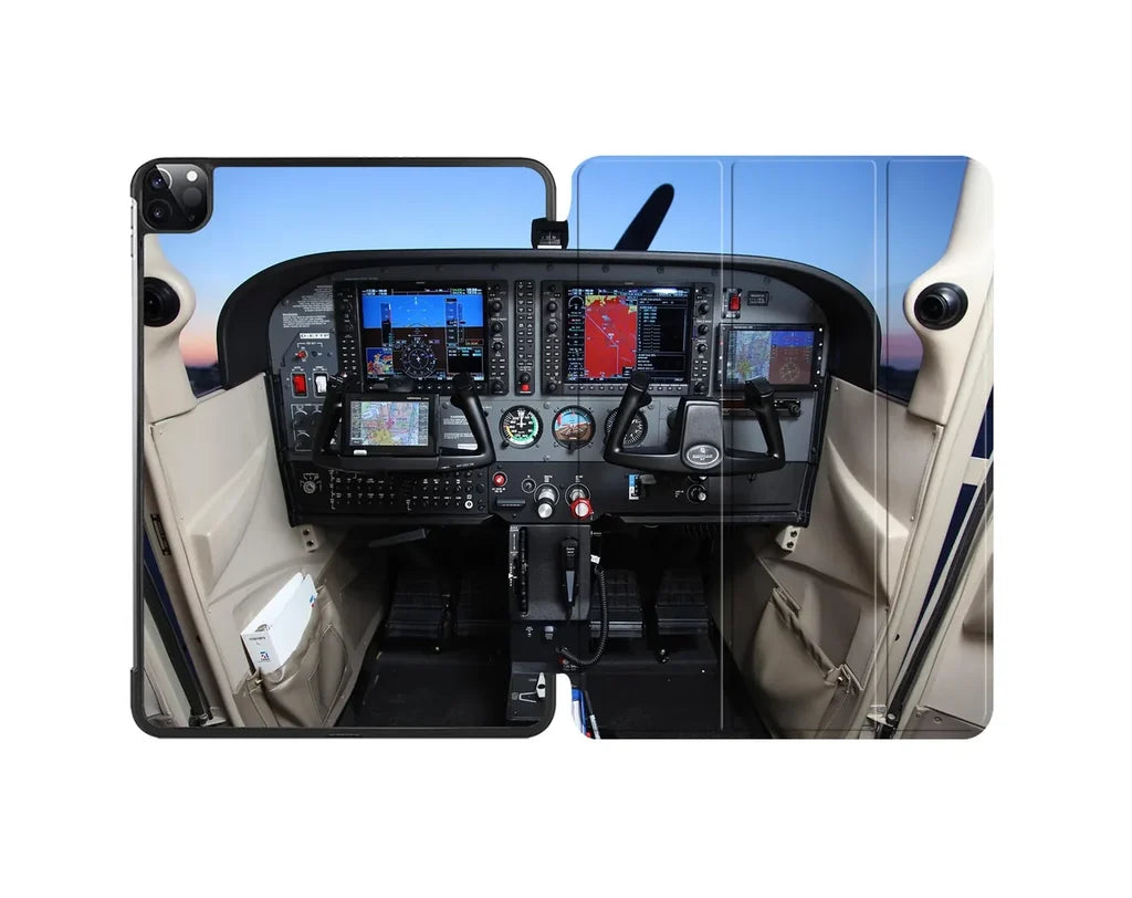 Cessna 172 Cockpit aviation print iPad case, fits iPad.