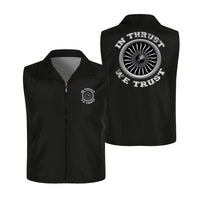 Thumbnail for In Thrust We Trust (Vol 2) Thin Style aviation design printed on lightweight shell with sleeveless design thin vest.