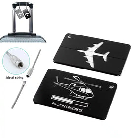 Pilot In Progress (Helicopter) Luggage Tags: Aluminum & Rubber