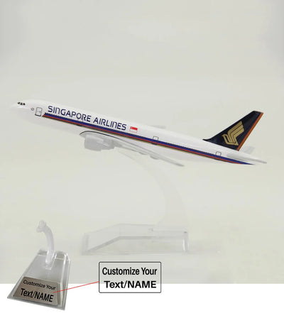 Side view of Singapore Airlines Boeing 777 Airplane Model (16CM) aviation 16-18cm scale model aircraft in diecast metal.