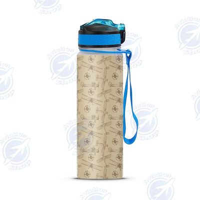 Very Cool Vintage Planes Sports aviation design on sport kettle, insulated bottle with sport spout.