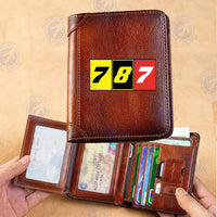 Thumbnail for Flat Colourful 787 aviation leather wallet in leather.