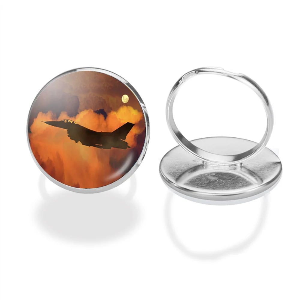Departing Fighter Jet 16 aviation ring in stainless steel.
