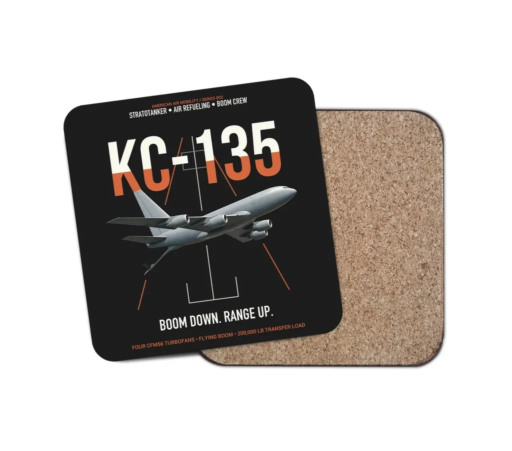 KC-135 STRATOTANKER design on black 1 piece coaster