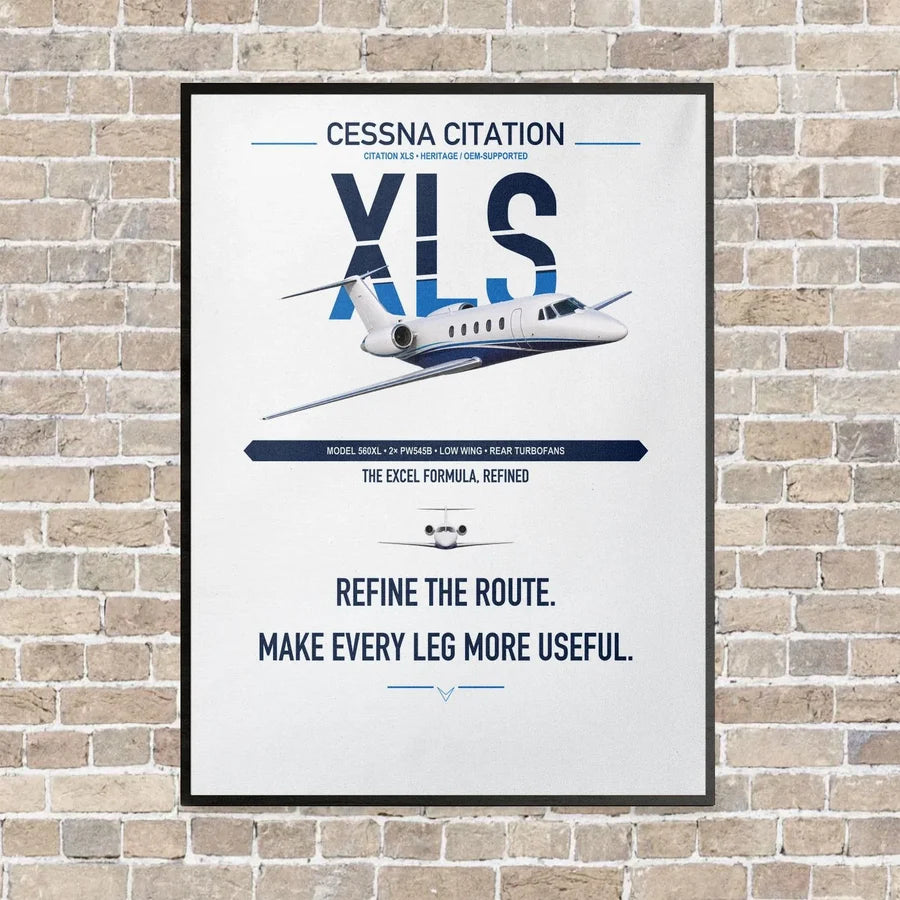 Cessna Citation XLS vertical canvas print - framed - white background