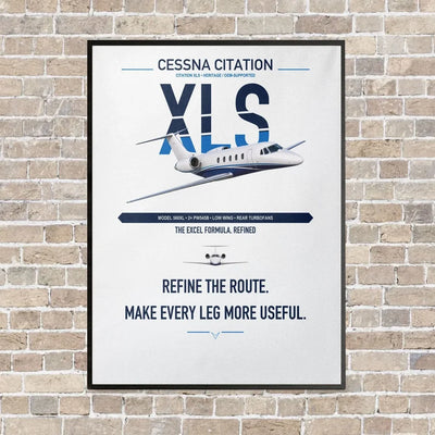 Cessna Citation XLS vertical canvas print - framed - white background
