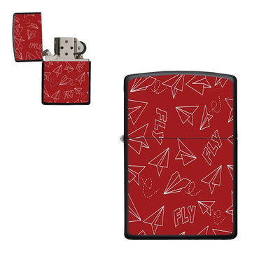 Paper Airplane & Fly (Red) aviation metal lighter in premium metal alloy.